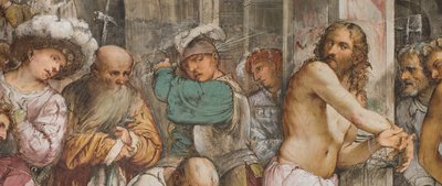 Centrale beuk, Vijfde overspanning Zuid, Geseling van Christus, Girolamo Romanino door Girolamo Romanino