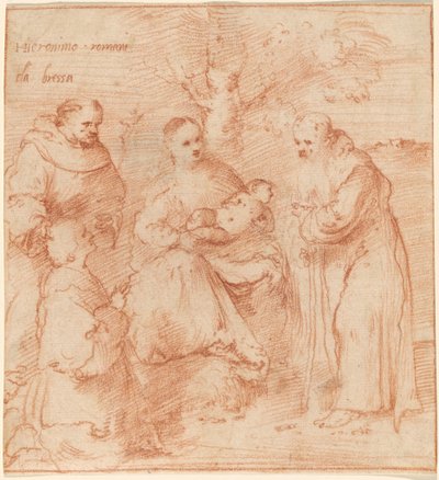 De Madonna en Kind met Heiligen Franciscus en Antonius Abt en een Donateur door Girolamo Romanino