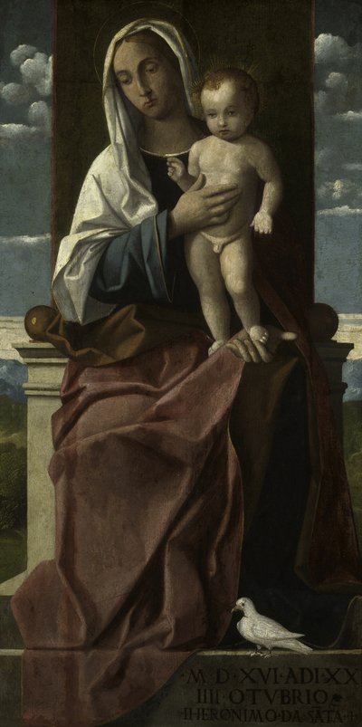 Maagd en Kind op de Troon door Girolamo da Santacroce