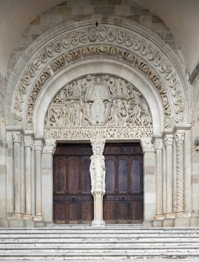 Het Laatste Oordeel, Centraal portaal van de Saint-Lazare kathedraal, Autun, Frankrijk door Gislebertus