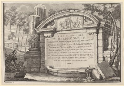 Klassieke Ruïnes in een Landschap: frontispice door Giuliano Giampiccoli and Giovanni Battista Tiepolo