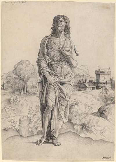 Sint Johannes de Doper door Giulio Campagnola