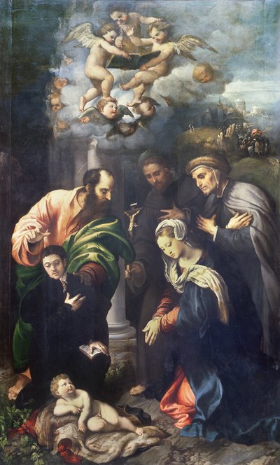 De Geboorte van Christus met Heiligen Matthias, Antonius van Padua, Zalige Albert van Villa d