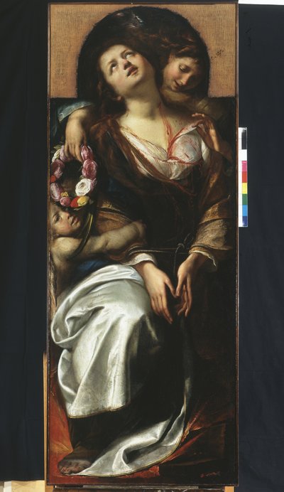 St. Cecilia met twee engelen door Giulio Cesare Procaccini