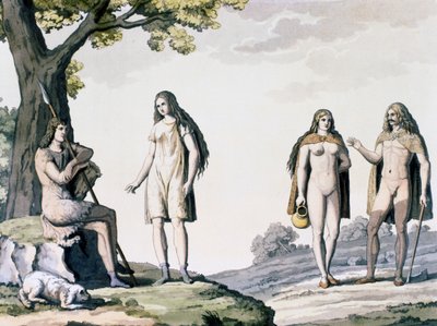 Kostuums van oude Germanen, gravure uit Oude en Moderne Kostuums door Giulio Ferrario door Giulio Ferrario