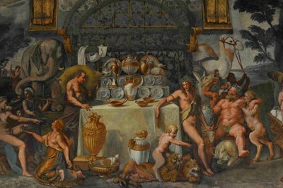 Fresco detail uit de Kamer van Amor en Psyche, 1526-1534 door Giulio Romano