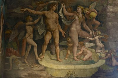 Fresco detail uit de Kamer van Amor en Psyche door Giulio Romano
