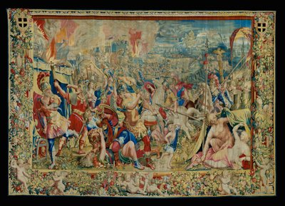Het verhaal van Scipio: De verbranding van het Carthaagse kamp ... door Giulio Romano