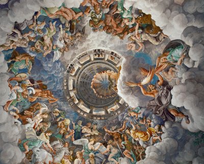 Olympus, zetel van de goden (fresco) door Giulio Romano