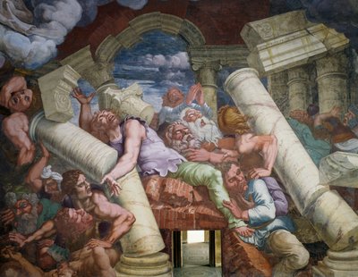 Opstandige reuzen neergeslagen door instorting van gebouw door Giulio Romano