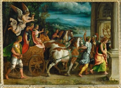 Triomf van Titus en Vespasianus ... door Giulio Romano