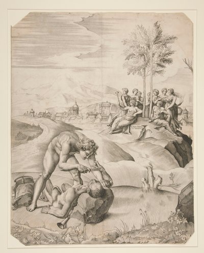 Het villen van Marsyas door Giulio Sanuto