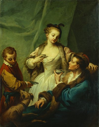 De vier seizoenen (olieverf op doek) door Giuseppe (circle of) Angeli