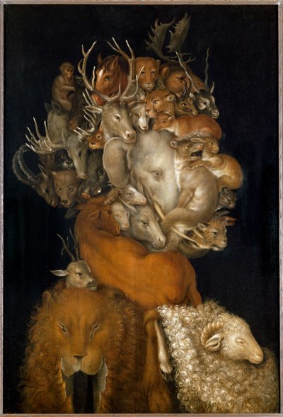 Aarde, allegorie (schilderij op hout) door Giuseppe Arcimboldo