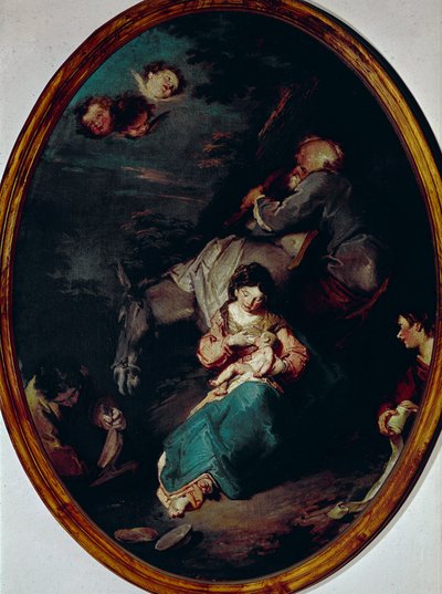 Rust tijdens de vlucht naar Egypte, schilderij door Giuseppe Bazzani door Giuseppe Bazzani