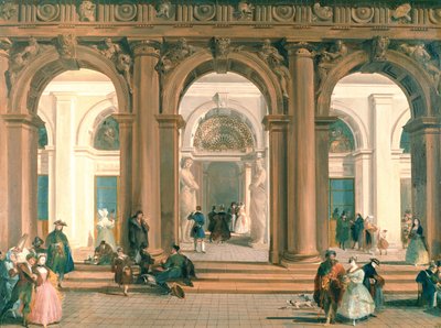 De ingang van de Biblioteca Marciana, de Piazzetta, Venetië door Giuseppe Bernardino Bison