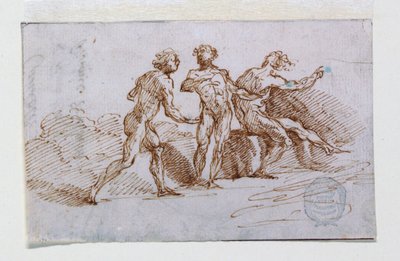 Drie naakte mannen door Giuseppe Bernardino Bison