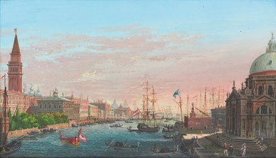 Uitzicht op het Canal Grande, Venetië, met het Palazzo Ducale en de Salute door Giuseppe Borsato