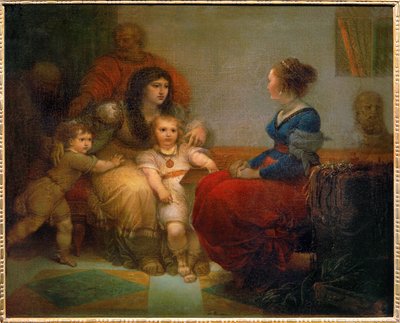 Cornelie, mere des Gracques - Cornelia, moeder van de Gracchi met haar zonen Tiberius en Gaius, en haar dochter Sempronia ... door Giuseppe Cades