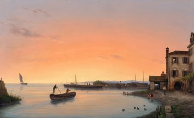 Chioggia voor zonsopgang door Giuseppe Canella d. Ä.
