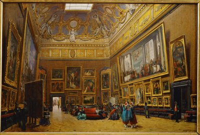De Salon Carre in het Louvre Museum ... door Giuseppe Castiglione