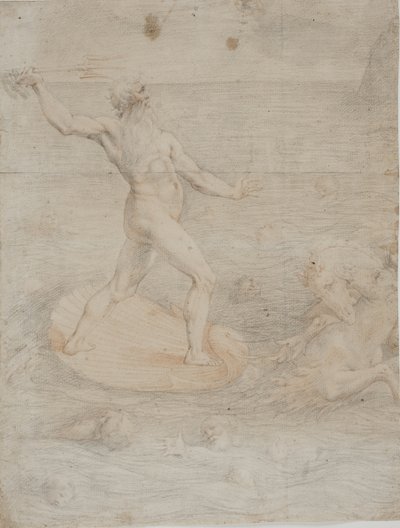 Neptunus kalmeert de winden van de storm die de schepen van Aeneas verspreidde door Giuseppe Cesari