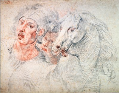 Studie van een paard en twee soldaten, begin 17e eeuw door Giuseppe Cesari