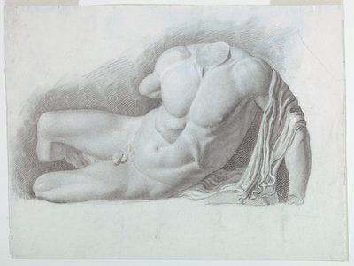 Academische studie van een afgietsel van een klassiek naakt door Giuseppe Longhi