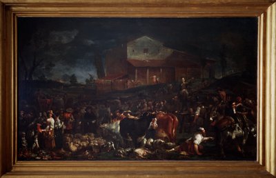 De kermis in Poggio a Caiano in Toscane, Italië door Giuseppe Maria Crespi