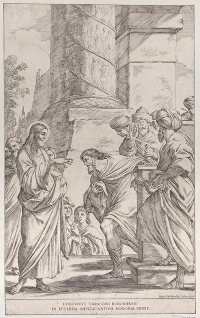 Plaat 1: de Roeping van Sint Mattheüs, 1678 door Giuseppe Maria Mitelli