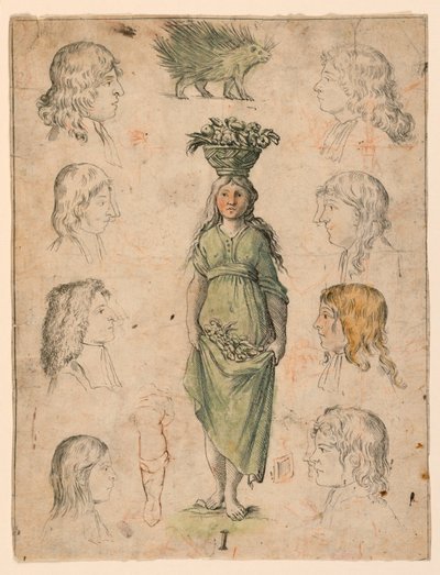 Proeven voor vier platen van "Alfabeto in Sogno" [Droomalfabet]: Letter I door Giuseppe Maria Mitelli