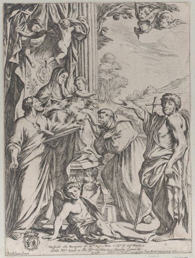 De Maagd op de Troon met drie heiligen, 1668 door Giuseppe Maria Mitelli