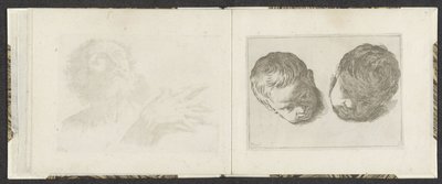 Twee hoofden van jonge kinderen door Giuseppe Maria Mitelli