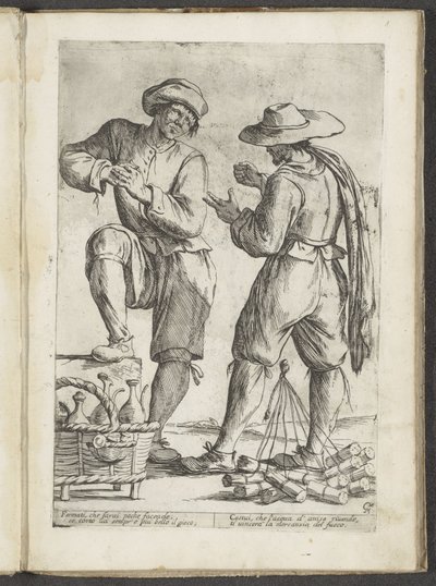 Verkoper van anijslikeur en verkoper van lucifers door Giuseppe Maria Mitelli