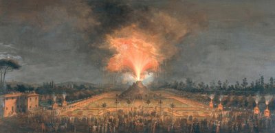 Nachtelijk feest met vuurspuwende vulkaan in de Cascine van Florence ter ere van Groothertog Ferdinand III door Giuseppe Maria Terreni