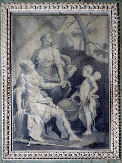 Genius van de natie met Gerechtigheid en Vrede door Giuseppe Paganelli