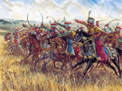 Eerste Keizerrijk: De aanval van de Mamelukken van Napoleon I - Illustratie door Giuseppe Rava door Giuseppe Rava