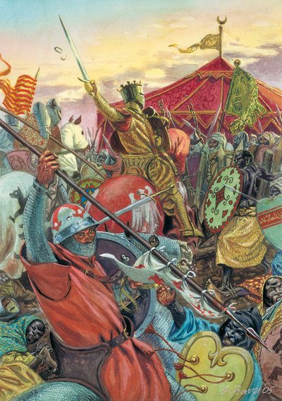Reconquista van Spanje: Slag bij Las Navas de Tolosa op 16/07/1212 tussen de christenen en het leger van de Moren door Giuseppe Rava