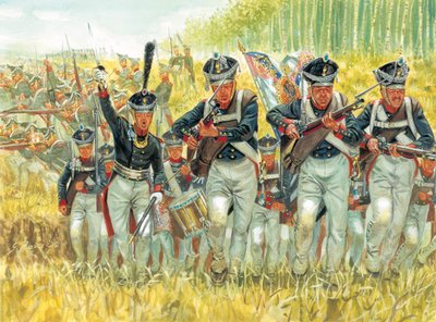 Russische campagne: Russische linie-infanterie tegen het leger van Napoleon I in 1812 door Giuseppe Rava
