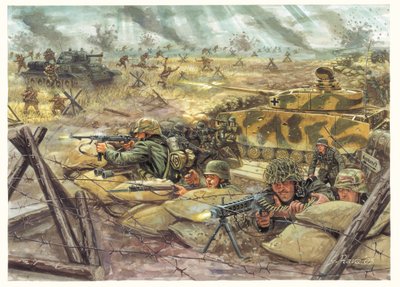 Tweede Wereldoorlog: Slag om Koersk in 1943 tussen Duitse en Sovjet-troepen - Illustratie door Giuseppe Rava door Giuseppe Rava