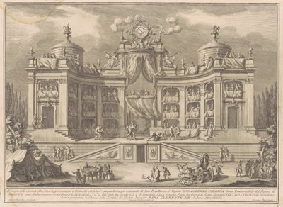 De Tweede Macchina voor de Chinea van 1766: Een Theater voor Atletische Spelen door Giuseppe Vasi, after Giuseppe Palazzi, after Paolo Posi