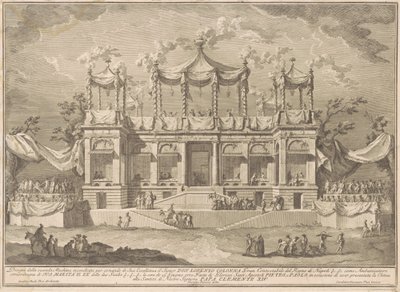 De Seconda Macchina voor de Chinea van 1770: De vismarkt portiek door Giuseppe Vasi, after Giuseppe Palazzi, after Paolo Posi
