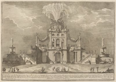 Een koninklijk jachtcasino op het platteland, voor het "Chinea"-festival door Giuseppe Vasi after Paolo Posi