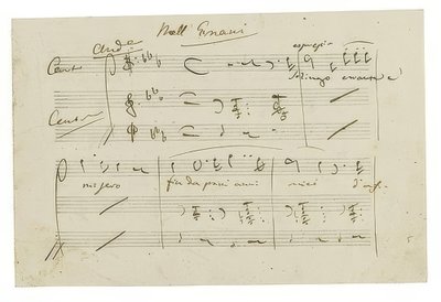 Autograaf: Opera Ernani, Finalarie Solingo, errante e misero door Giuseppe Verdi