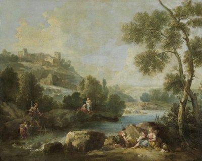 Landschap met figuren door Giuseppe Zaïs (attributed to)