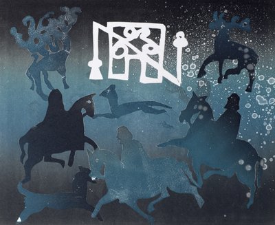 Pictische Jachtscène I, 1995 door Gloria Wallington