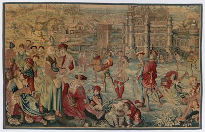 Winter: Schaatsscène uit Set van Vier Seizoenen, late 1600s - vroege 1700s door Gobelins
