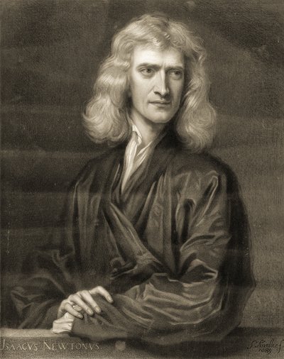 Portret van Sir Isaac Newton door Godfrey (after) Kneller