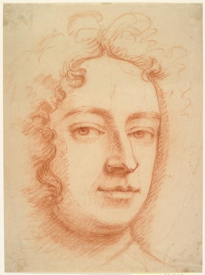 Gezicht van een Man, Driekwart, Rechtstreeks naar de Kijker Kijken, Mogelijk een Zelfportret door Godfrey Kneller