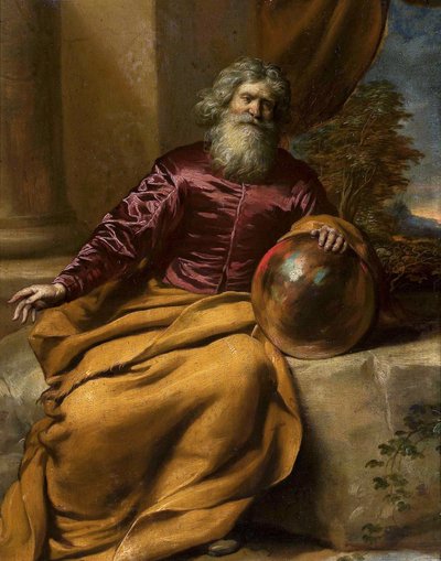 Oude man met een bol (Archimedes) door Gonzales Coques